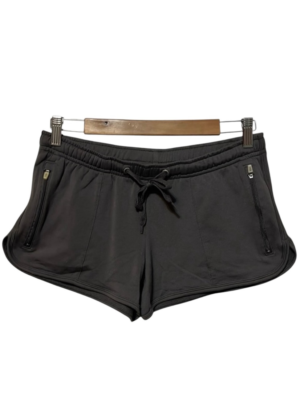 D2- LUCY athletic yoga shorts soft stretchy zipper pockets tie waist small sm S